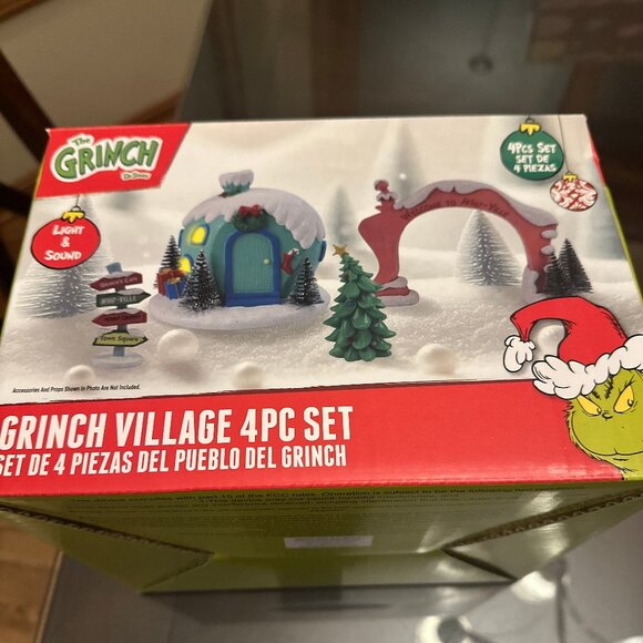 Dr. Seuss The Grinch Christmas Who-Ville Village 4 Piece Light & Sound 2025 NIB - Picture 1 of 4